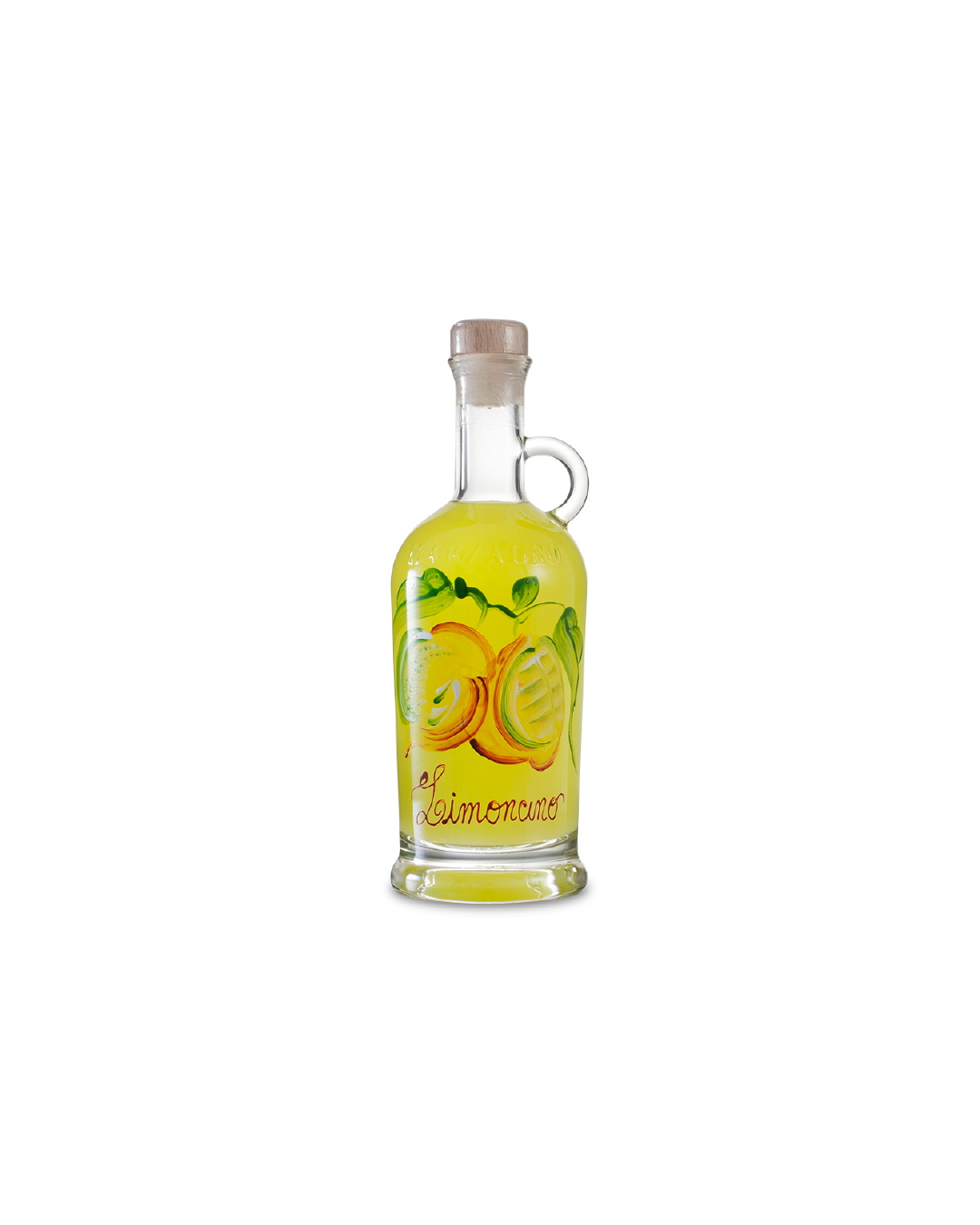 Marzadro Limoncino decorato a mano, bottiglia in ceramica dipinta