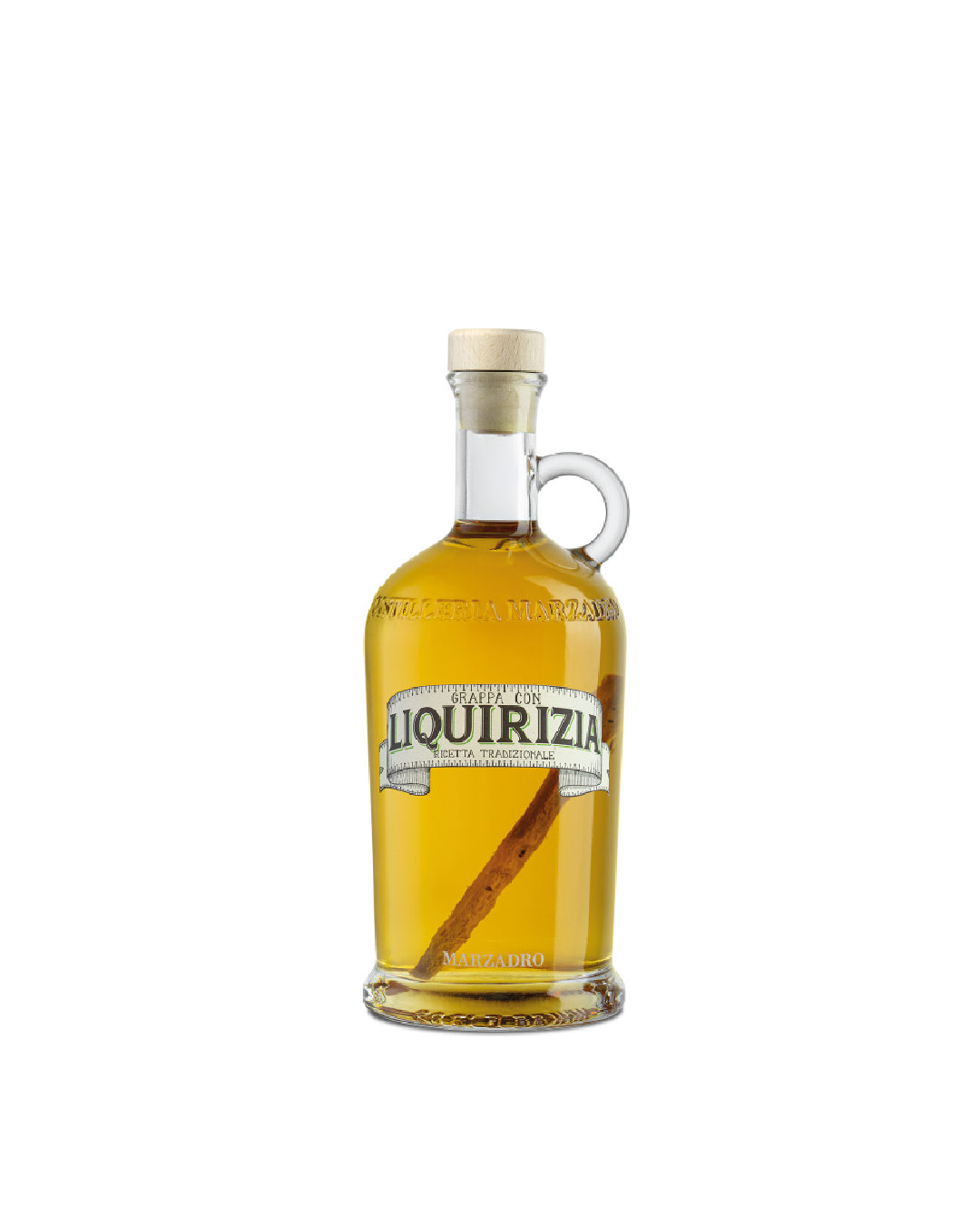 Marzadro Grappa con Liquirizia, bottiglia con infusione di liquirizia