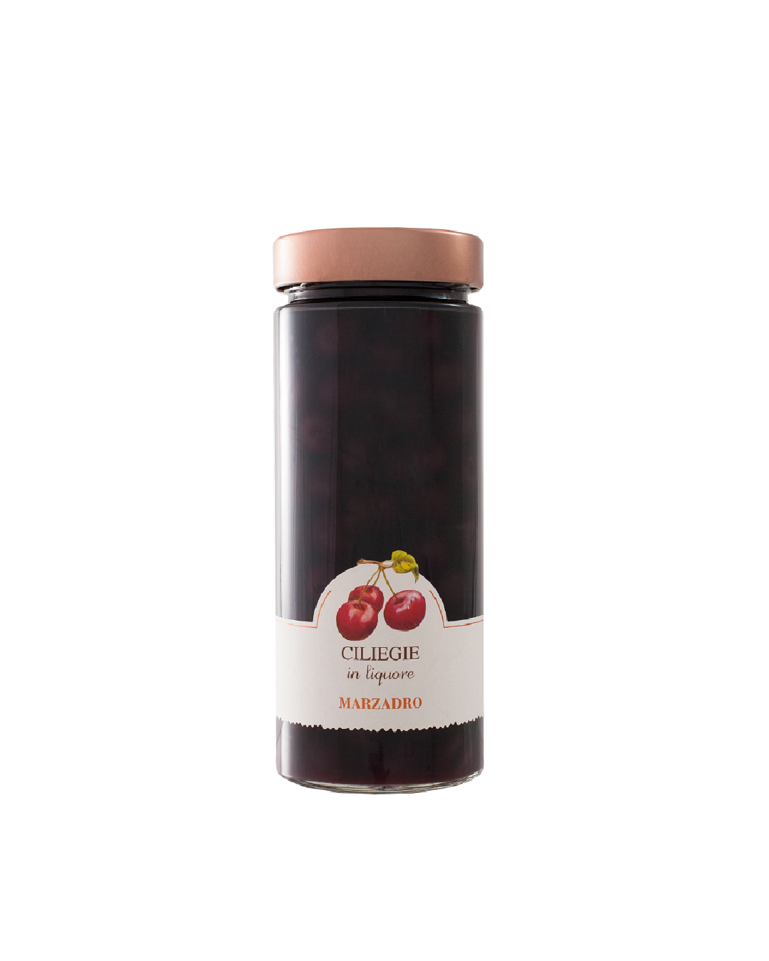 Marzadro Ciliegie Bell'Italia in liquore, vasetto con ciliegie intere conservate