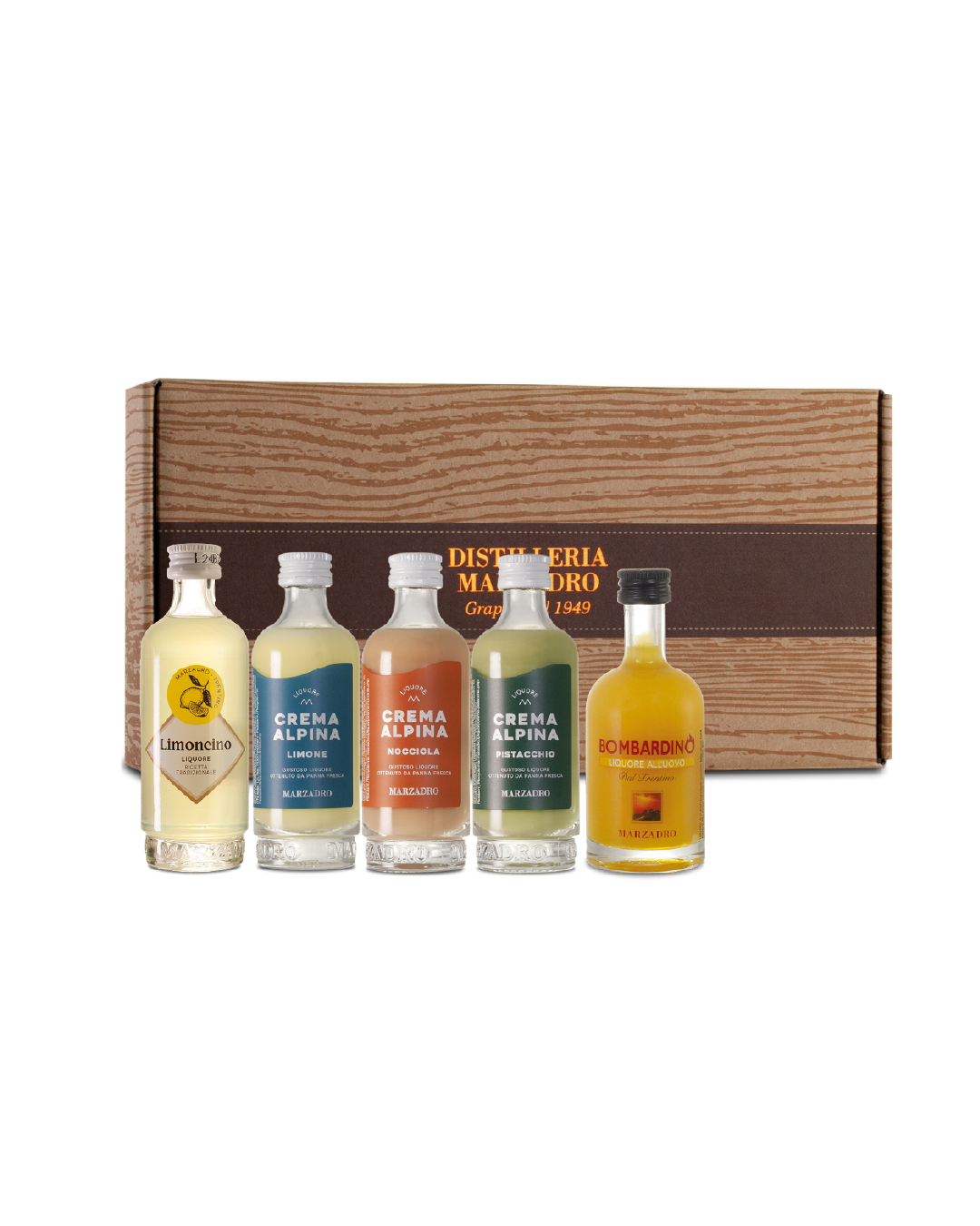 Set degustazione Crema Alpina Marzadro, selezione di creme liquore