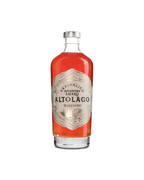 Altolago Amaro Analcolico Marzadro, bottiglia della versione senza alcol