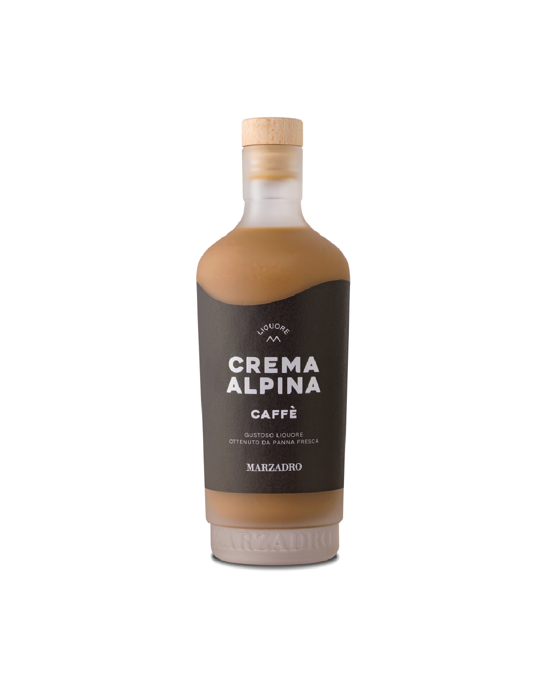 Crema Alpina Marzadro al Caffè, bottiglia su sfondo bianco