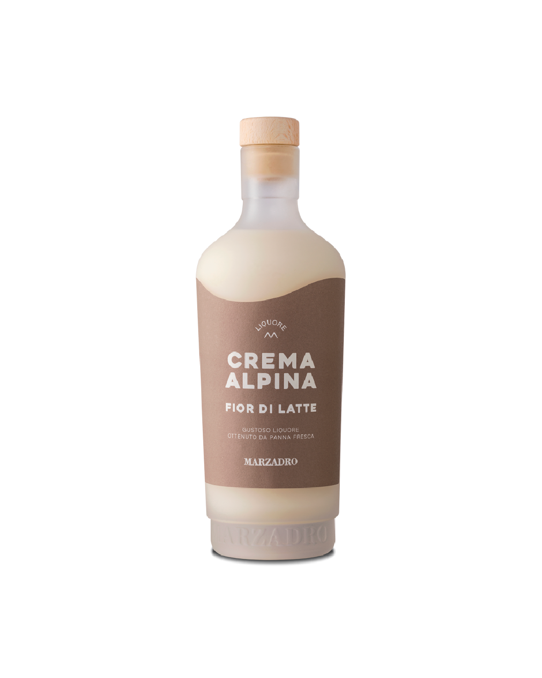 Crema Alpina Marzadro Fior di Latte, bottiglia su sfondo bianco