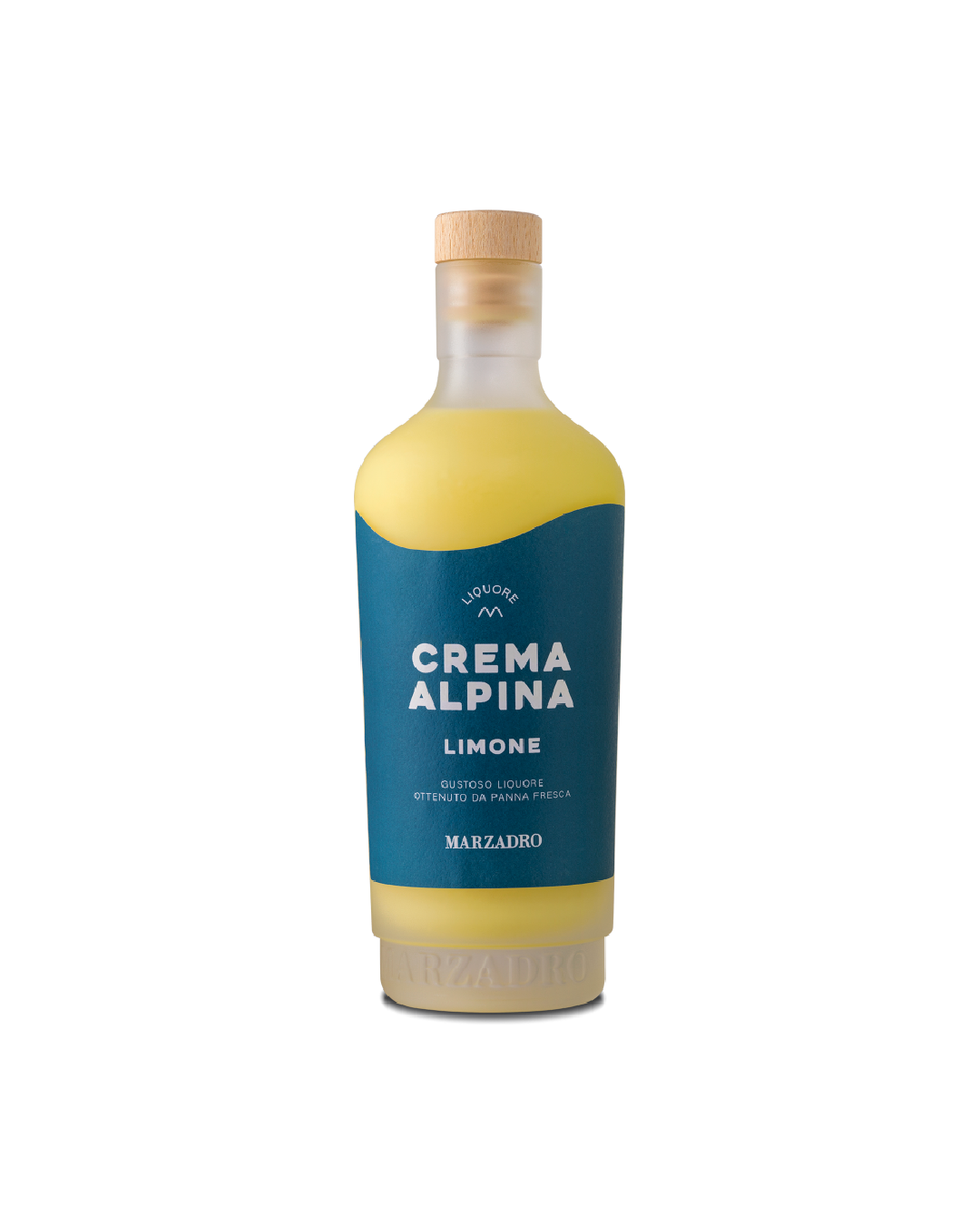 Crema Alpina Marzadro Limone, bottiglia su sfondo bianco