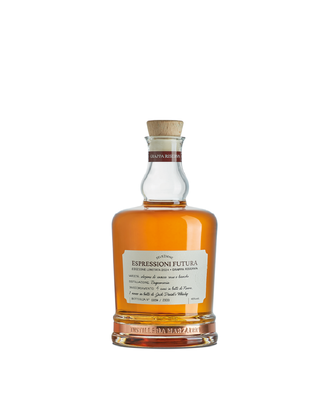 Marzadro Espressioni Futura, bottiglia di grappa dalla linea sperimentale