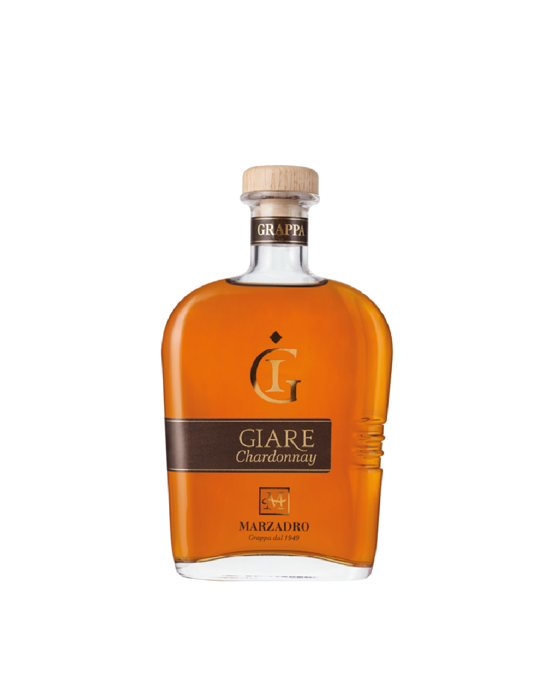 Marzadro Giare Chardonnay, bottiglia di grappa monovitigno da Chardonnay