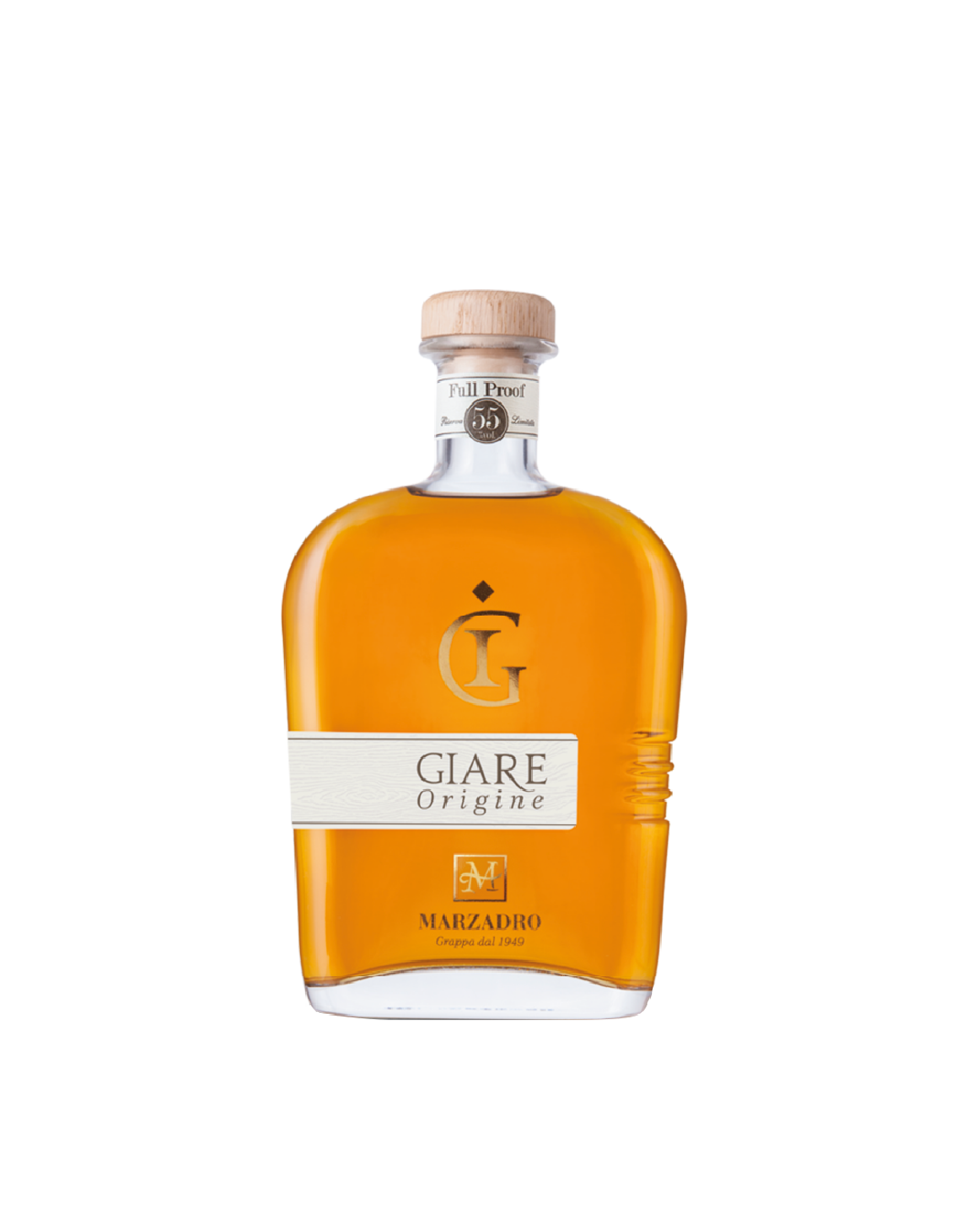 Marzadro Giare Origine Full Proof, grappa ad alta gradazione in bottiglia