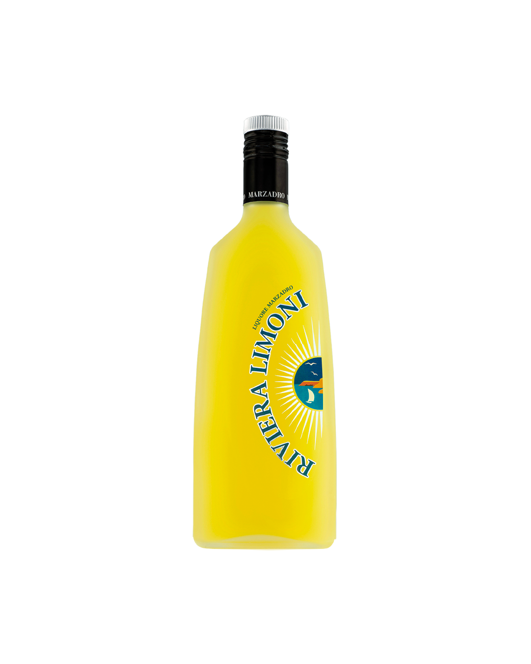 Marzadro Limoncino Riviera dei Limoni, bottiglia su sfondo bianco