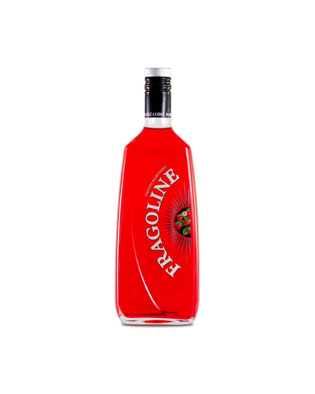 Liquore Marzadro Fragoline, bottiglia del liquore alle fragoline di bosco