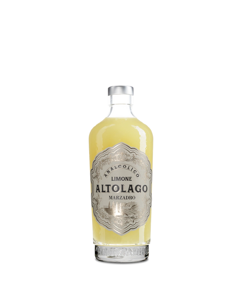 Altolago Limoncino Analcolico Marzadro, bottiglia della versione senza alcol