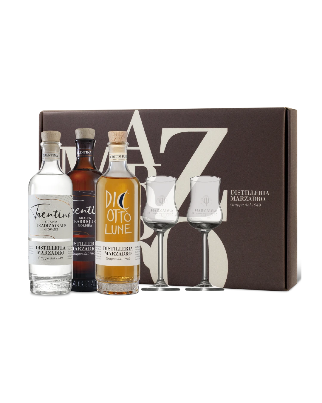 Collezione Grappa (3 grappe e 2 bicchieri)